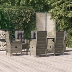 vidaXL Set mobilier de grădină cu perne, 7 piese, negru/gri, poliratan vidaXL Set mobilier de grădină cu perne, 7 piese, negru/gri, poliratan