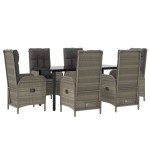 vidaXL Set mobilier de grădină cu perne, 7 piese, negru/gri, poliratan vidaXL Set mobilier de grădină cu perne, 7 piese, negru/gri, poliratan