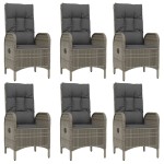 vidaXL Set mobilier de grădină cu perne, 7 piese, negru/gri, poliratan vidaXL Set mobilier de grădină cu perne, 7 piese, negru/gri, poliratan