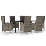 vidaXL Set mobilier de grădină cu perne, 7 piese, negru/gri, poliratan vidaXL Set mobilier de grădină cu perne, 7 piese, negru/gri, poliratan