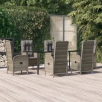 vidaXL Set mobilier de grădină cu perne, 7 piese, negru/gri, poliratan vidaXL Set mobilier de grădină cu perne, 7 piese, negru/gri, poliratan