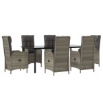 vidaXL Set mobilier de grădină cu perne, 7 piese, negru/gri, poliratan vidaXL Set mobilier de grădină cu perne, 7 piese, negru/gri, poliratan