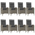 vidaXL Set mobilier de grădină cu perne, 9 piese, negru/gri, poliratan