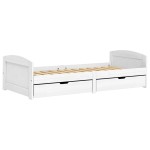 vidaXL Pat de zi cu 2 sertare "IRUN", alb, 90x200 cm, lemn masiv pin vidaXL Pat de zi cu 2 sertare "IRUN", alb, 90x200 cm, lemn masiv pin