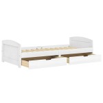 vidaXL Pat de zi cu 2 sertare "IRUN", alb, 90x200 cm, lemn masiv pin vidaXL Pat de zi cu 2 sertare "IRUN", alb, 90x200 cm, lemn masiv pin