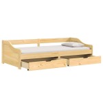 vidaXL Pat de zi cu 2 sertare "IRUN", 90x200 cm, lemn masiv pin vidaXL Pat de zi cu 2 sertare "IRUN", 90x200 cm, lemn masiv pin