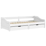 vidaXL Pat de zi cu 2 sertare "IRUN", alb, 90x200 cm, lemn masiv pin vidaXL Pat de zi cu 2 sertare "IRUN", alb, 90x200 cm, lemn masiv pin
