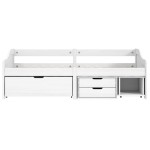 vidaXL Pat de zi cu 3 sertare "IRUN", alb, 90x200 cm, lemn masiv pin vidaXL Pat de zi cu 3 sertare "IRUN", alb, 90x200 cm, lemn masiv pin