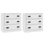 vidaXL Servante, 2 piese, alb, lemn prelucrat