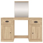 vidaXL Masă de toaletă cu oglindă, stejar sonoma, 130x50x132,5 cm