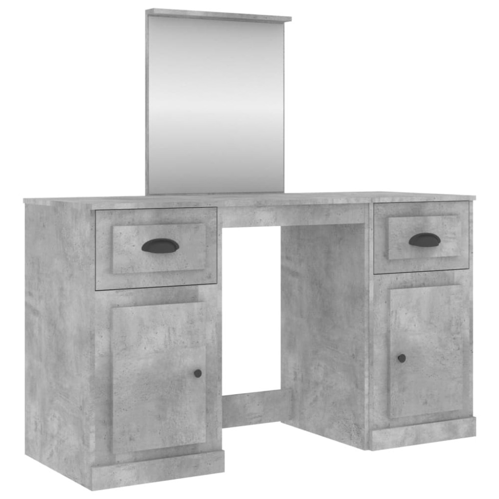 vidaXL Masă de toaletă cu oglindă, gri beton, 130x50x132,5 cm