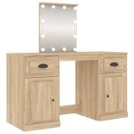 vidaXL Masă de toaletă cu LED, stejar sonoma, 130x50x132,5 cm