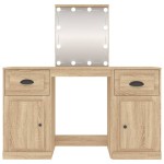 vidaXL Masă de toaletă cu LED, stejar sonoma, 130x50x132,5 cm