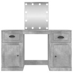 vidaXL Masă de toaletă cu LED, gri beton, 130x50x132,5 cm