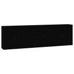 vidaXL Servante, 3 piese, negru, lemn prelucrat
