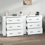 vidaXL Servante, 2 piese, alb, lemn prelucrat