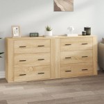 vidaXL Servante, 2 piese, stejar sonoma, lemn prelucrat