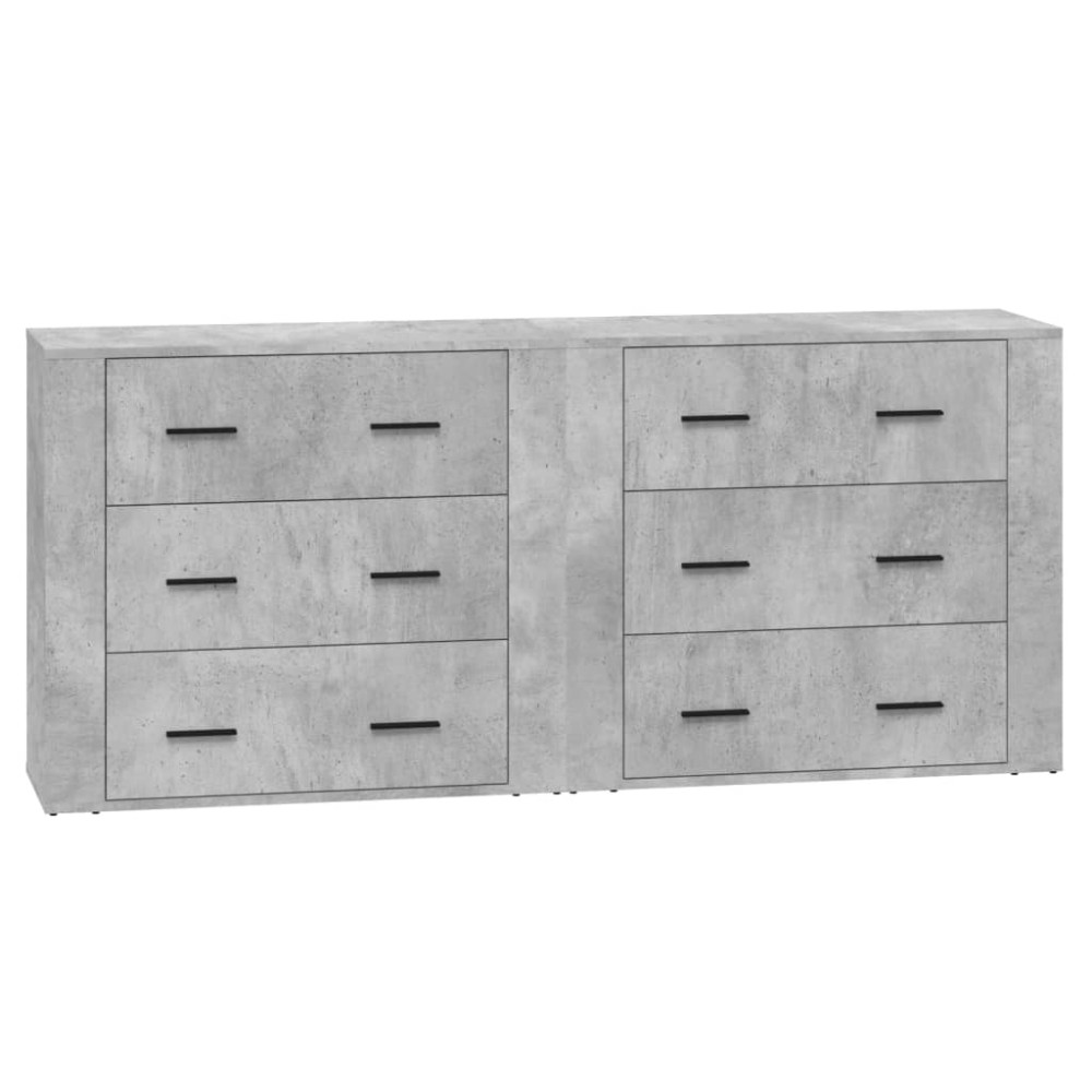 vidaXL Servante, 2 piese, gri beton, lemn prelucrat