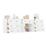 vidaXL Servante, 3 piese, alb, lemn prelucrat vidaXL Servante, 3 piese, alb, lemn prelucrat