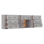vidaXL Servantă, 3 buc., sonoma gri, lemn prelucrat vidaXL Servantă, 3 buc., sonoma gri, lemn prelucrat
