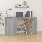vidaXL Birou cu dulap, gri sonoma, lemn prelucrat vidaXL Birou cu dulap, gri sonoma, lemn prelucrat