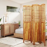 vidaXL Paravan de cameră 4 panouri 162x2x180 cm lemn masiv de acacia vidaXL Paravan de cameră 4 panouri 162x2x180 cm lemn masiv de acacia