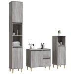 vidaXL Set dulapuri de baie, 3 piese, gri sonoma, lemn prelucrat vidaXL Set dulapuri de baie, 3 piese, gri sonoma, lemn prelucrat