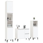 vidaXL Set dulapuri de baie, 3 piese, alb, lemn prelucrat vidaXL Set dulapuri de baie, 3 piese, alb, lemn prelucrat