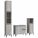 vidaXL Set dulapuri de baie, 3 piese, gri sonoma, lemn prelucrat vidaXL Set dulapuri de baie, 3 piese, gri sonoma, lemn prelucrat