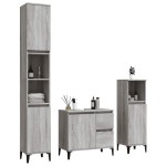 vidaXL Set dulapuri de baie, 3 piese, gri sonoma, lemn prelucrat vidaXL Set dulapuri de baie, 3 piese, gri sonoma, lemn prelucrat