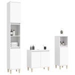 vidaXL Set mobilier de baie, 3 piese, alb, lemn compozit vidaXL Set mobilier de baie, 3 piese, alb, lemn compozit