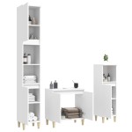 vidaXL Set mobilier de baie, 3 piese, alb, lemn compozit vidaXL Set mobilier de baie, 3 piese, alb, lemn compozit