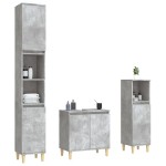 vidaXL Set mobilier de baie, 3 piese, gri beton, lemn compozit vidaXL Set mobilier de baie, 3 piese, gri beton, lemn compozit