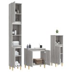 vidaXL Set mobilier de baie, 3 piese, gri sonoma, lemn prelucrat vidaXL Set mobilier de baie, 3 piese, gri sonoma, lemn prelucrat