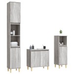 vidaXL Set mobilier de baie, 3 piese, gri sonoma, lemn prelucrat vidaXL Set mobilier de baie, 3 piese, gri sonoma, lemn prelucrat