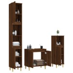 vidaXL Set mobilier de baie, 3 piese, stejar maro, lemn prelucrat