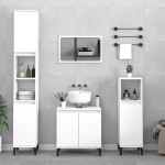 vidaXL Set mobilier de baie, 3 piese, alb, lemn compozit vidaXL Set mobilier de baie, 3 piese, alb, lemn compozit