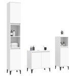 vidaXL Set mobilier de baie, 3 piese, alb, lemn compozit vidaXL Set mobilier de baie, 3 piese, alb, lemn compozit