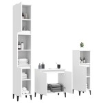 vidaXL Set mobilier de baie, 3 piese, alb, lemn compozit vidaXL Set mobilier de baie, 3 piese, alb, lemn compozit