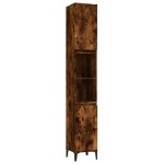 vidaXL Set mobilier de baie, 3 piese, stejar fumuriu, lemn prelucrat