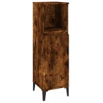 vidaXL Set mobilier de baie, 3 piese, stejar fumuriu, lemn prelucrat