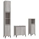 vidaXL Set mobilier de baie, 3 piese, gri sonoma, lemn prelucrat vidaXL Set mobilier de baie, 3 piese, gri sonoma, lemn prelucrat