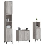 vidaXL Set mobilier de baie, 3 piese, gri sonoma, lemn prelucrat vidaXL Set mobilier de baie, 3 piese, gri sonoma, lemn prelucrat