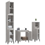 vidaXL Set mobilier de baie, 3 piese, gri sonoma, lemn prelucrat vidaXL Set mobilier de baie, 3 piese, gri sonoma, lemn prelucrat