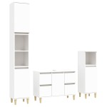 vidaXL Set mobilier de baie, 3 piese, alb, lemn compozit vidaXL Set mobilier de baie, 3 piese, alb, lemn compozit