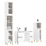 vidaXL Set mobilier de baie, 3 piese, alb, lemn compozit vidaXL Set mobilier de baie, 3 piese, alb, lemn compozit