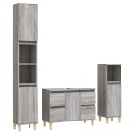 vidaXL Set mobilier de baie, 3 piese, gri sonoma, lemn prelucrat vidaXL Set mobilier de baie, 3 piese, gri sonoma, lemn prelucrat