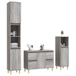 vidaXL Set mobilier de baie, 3 piese, gri sonoma, lemn prelucrat vidaXL Set mobilier de baie, 3 piese, gri sonoma, lemn prelucrat