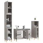 vidaXL Set mobilier de baie, 3 piese, gri sonoma, lemn prelucrat vidaXL Set mobilier de baie, 3 piese, gri sonoma, lemn prelucrat