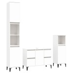vidaXL Set mobilier de baie, 3 piese, alb, lemn compozit vidaXL Set mobilier de baie, 3 piese, alb, lemn compozit